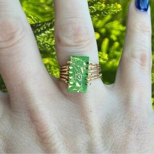 Green Turquoise Adjustable Gold Ring